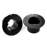 Black circular background roller brake/clamp adapter, front view