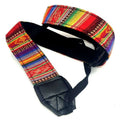 Curea aparat foto textil multicolor, capete negre căptușite