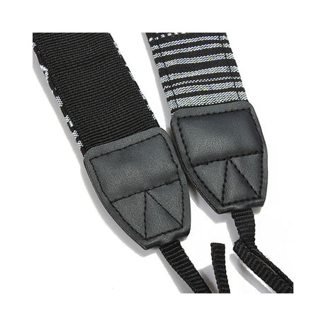 Curea aparat foto BW1: capete late căptușite din piele sintetică, curele textile alb-negru