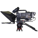 Prompter video pentru tabletă cu ecran rabatabil și unitate de control pe suport