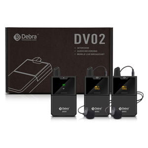 Wireless double UHF lavalier microphone set: lapel mics, transmitters and power adapters