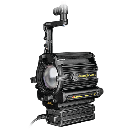 Dedolight HMI daylight 400DT 400W studio light with reflector and yoke, black metal