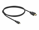 Coiled black HDMI to micro-HDMI cable, molded ends, 1 m
