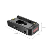 Bază adaptor baterie NP-F neagră cu port Type-C și ieșire 12V, fereastră