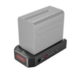 Suport adaptor baterie NP-F, unitate gri pe bază neagră cu indicator roșu