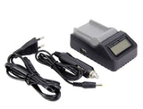 Încărcător auto universal cu afișaj LCD, negru, cu cabluri incluse