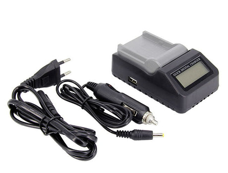 Încărcător auto universal cu afișaj LCD, negru, cu cabluri incluse