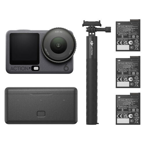Set DJI Osmo Action 6: cameră de acțiune, mâner, baterii și suporturi