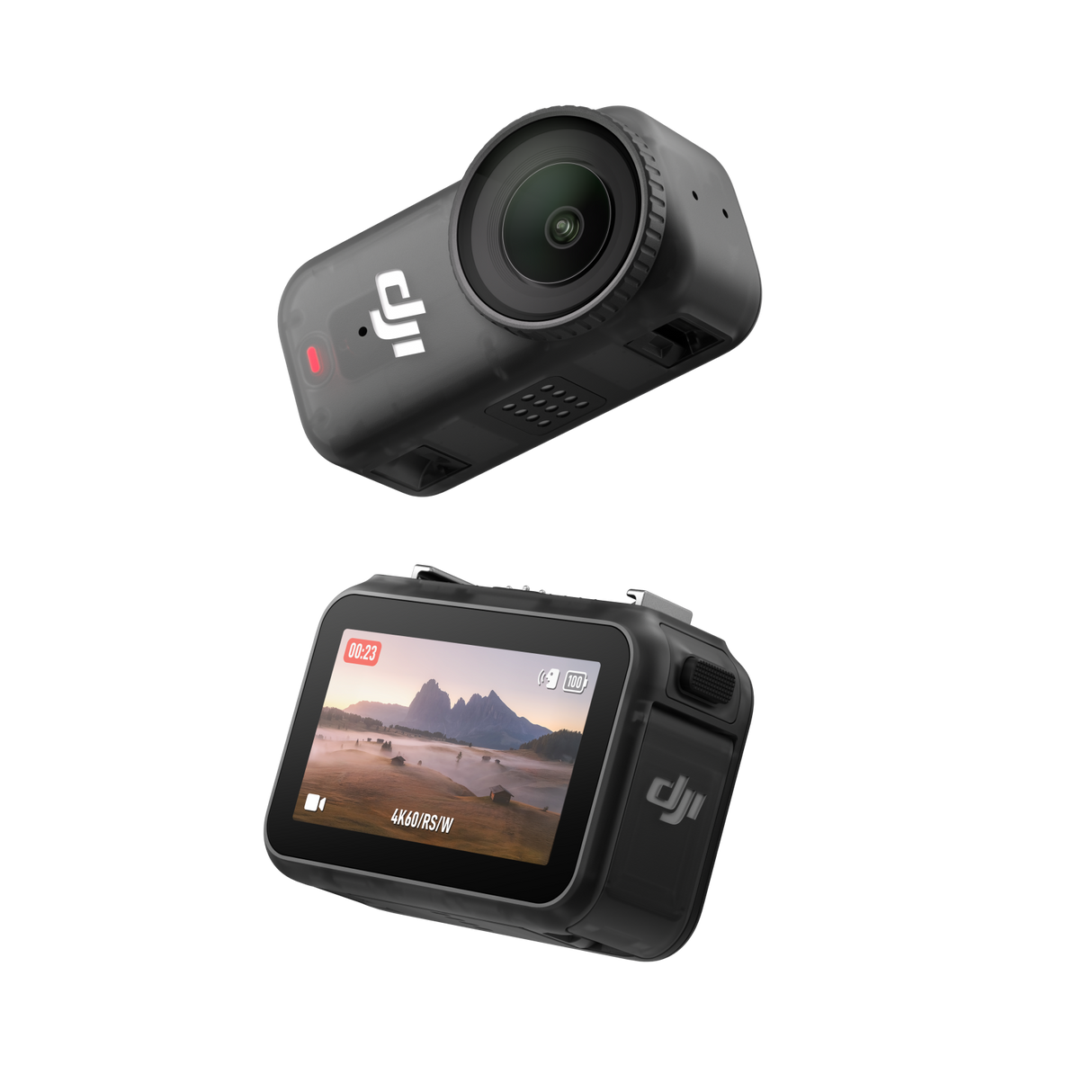 Osmo Nano 4K, cameră portabilă din lateral cu ecran rabatabil, neagră