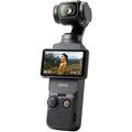 Osmo Pocket 3 handheld gimbal camera with front lens and tilting head, dark body