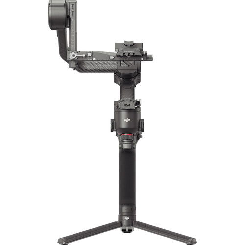 DJI RS 4 Pro gimbal stabilizer side view with arm and tripod base stand