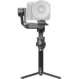 DJI RS 4 Pro gimbal stabilizer with large camera lens and vertical grip