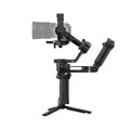Black 3-axis handheld gimbal stabilizer with extended handle and tripod base