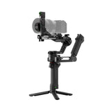 3-axis gimbal stabilizer with lens support ring and mounted camera bracket
