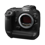 Canon EOS R3 mirrorless camera body, front view with lens mount and controls