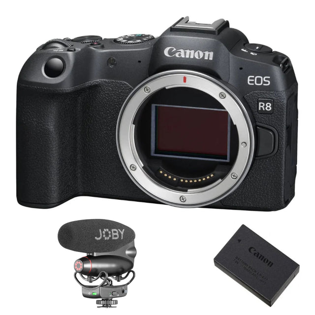 Aparat foto mirrorless Canon EOS R8, carcasă neagră, cu acumulator de rezervă