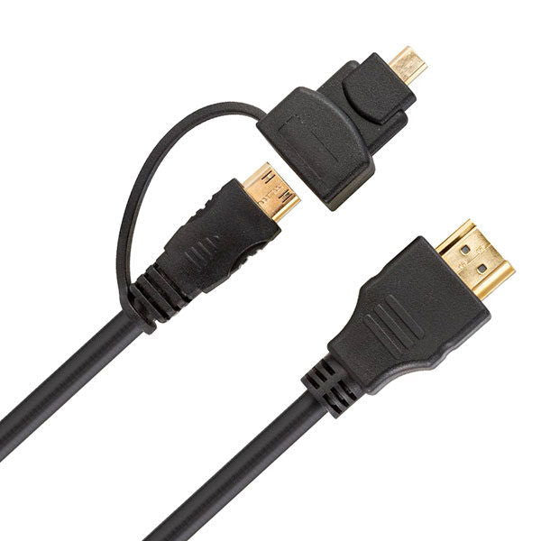 HDMI micro/mini 2-in-1 cable with two black gold-plated connectors