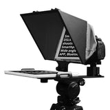 Universal 11-inch teleprompter with dual display panels and camera mounting bracket