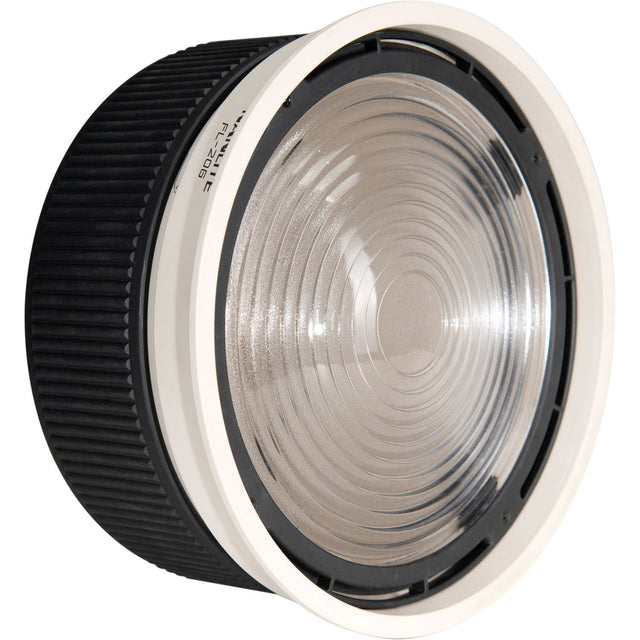 FL-20G Fresnel lens for studio light, close-up of glass and black mounting ring