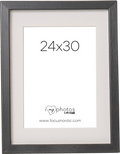 Black 24x30 photo frame with white mat and rectangular border