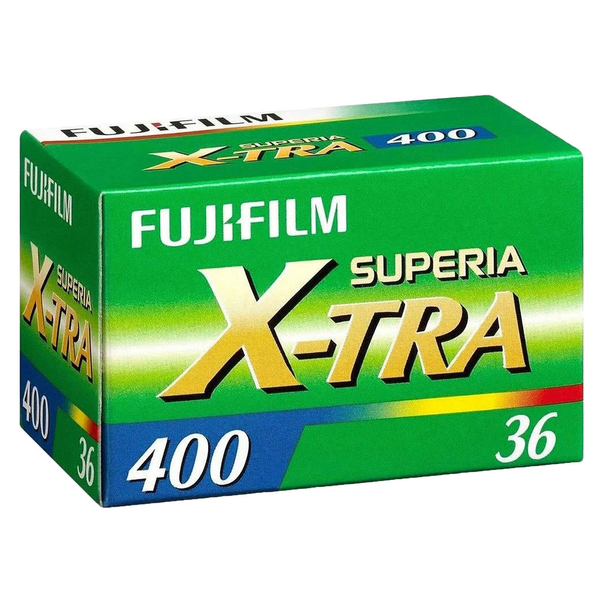 Superia X-TRA 400 color film, 36 exposure box, green packaging