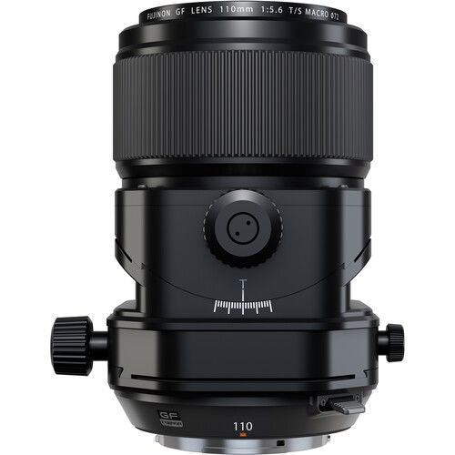 110mm tilt/shift lens front with central adjustment dial and side focus knobs