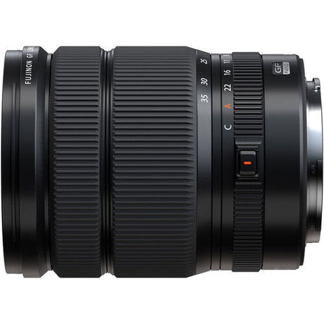Fujifilm GF 20-35mm f/4 R WR lens, side view with focus ring texture and scale