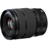 Fujifilm GF 20-35mm f/4 R WR lens, 3/4 view with front element and ridged zoom ring