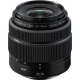 Black GF 35-70mm f/4.5-5.6 WR camera lens, front view