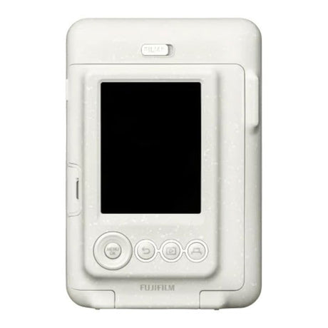 Misty white Instax mini LiPlay instant camera back with LCD screen and controls