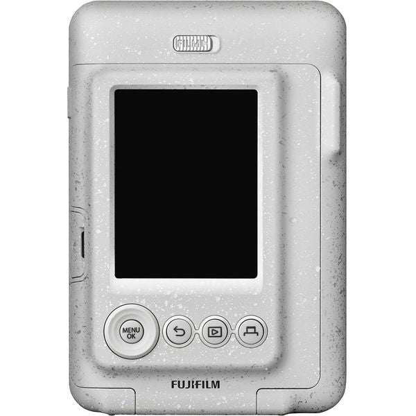 Stone white Instax mini LiPlay instant camera back with LCD screen and control buttons