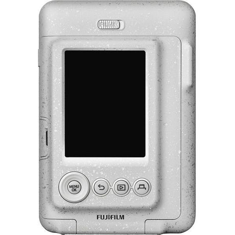 Stone white Instax mini LiPlay instant camera back with LCD screen and control buttons