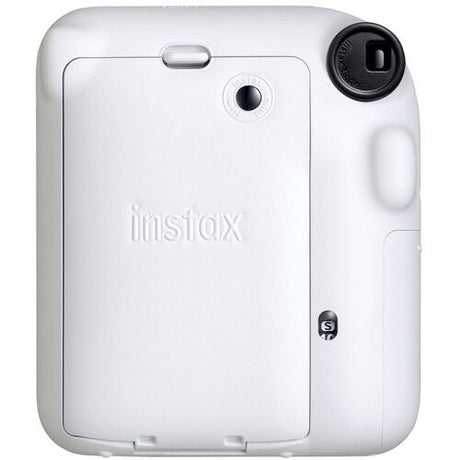 Aparat foto instant Instax Mini 12, alb, spate cu emblemă și buton rotund