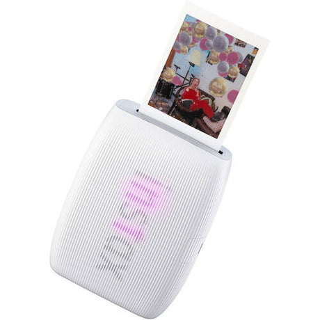 Instax Mini Link 3 photo printer, white body with photo output on top screen