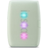 Green instant photo printer front view with glowing status light