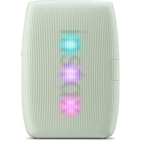 Green instant photo printer front view with glowing status light