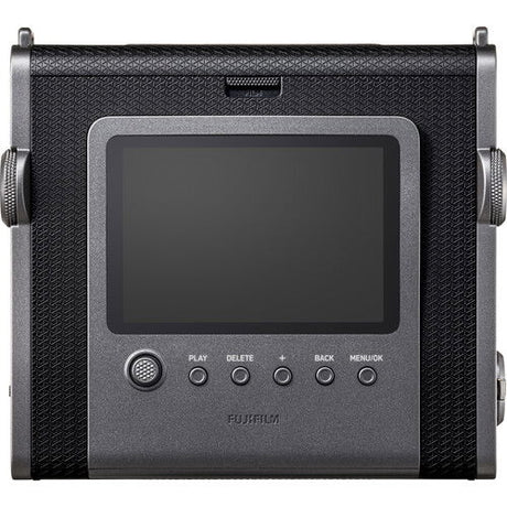 Instax Wide Evo instant camera back, LCD screen with playback and menu buttons