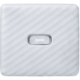 Imprimantă foto Instax Wide Link, albă, cu dungi fine și logo instax central