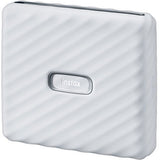 Imprimantă foto Instax Wide Link albă, față cu logo instax și profil compact
