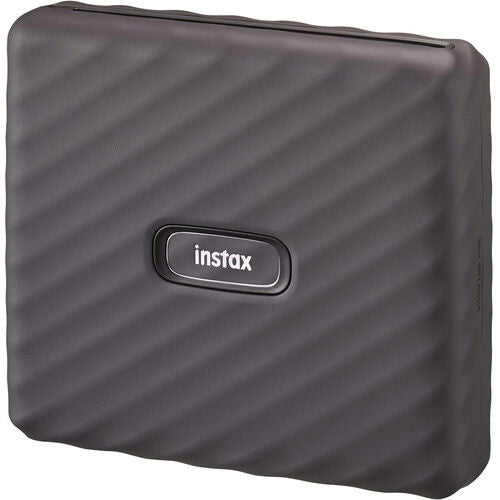 Mocha gray Instax Wide Link portable printer, side view with instax logo