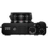 X-E5 camera top/front angle with 23mm f/2.8 lens controls