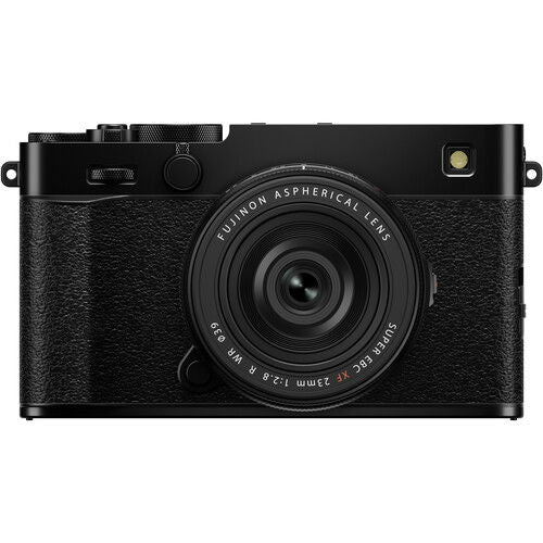 Black X-E5 camera with 23mm f/2.8 lens front view