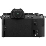 Black Fujifilm X-S20 mirrorless camera body, textured back panel and controls