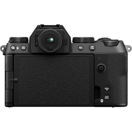 Black Fujifilm X-S20 mirrorless camera body, textured back panel and controls
