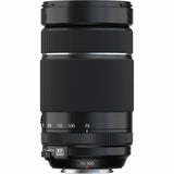 Black FujiFilm XF 70-300mm zoom lens from side/rear, with zoom scale markings