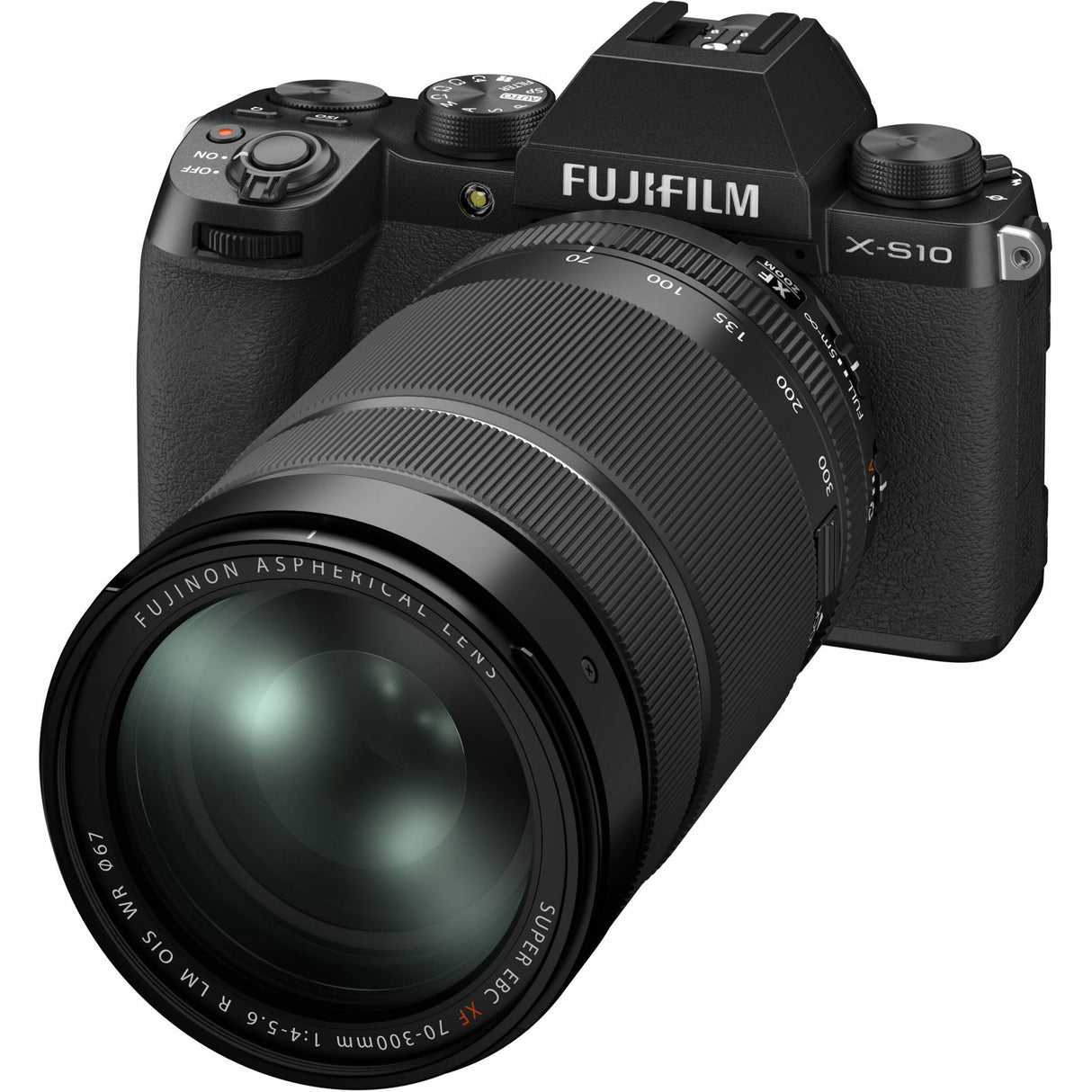 XF 70-300mm zoom lens on camera body, front element and textured zoom ring visible