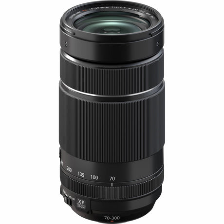 Black FujiFilm XF 70-300mm f/4-5.6 zoom lens, ridged barrel and front element