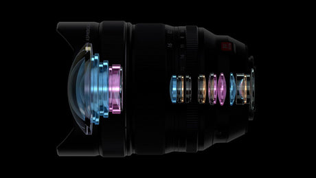 XF 8-16mm F2.8 R LM WR lens side cutaway showing internal optical elements