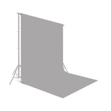 Slate grey photo backdrop roll, draped on a light stand and support frame