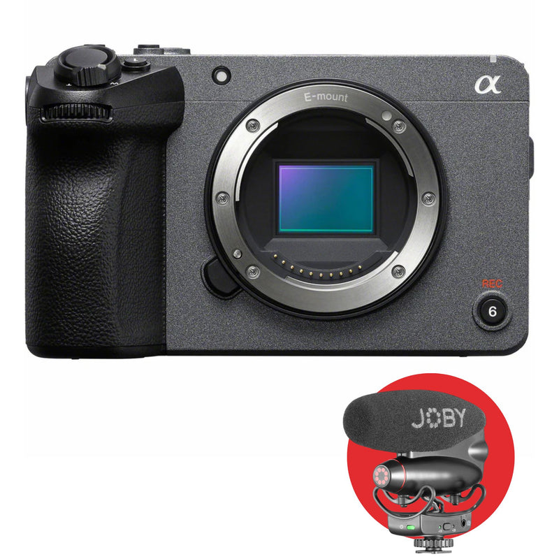 Cameră digitală Sony FX30, față cu ecran și obiectiv E-mount